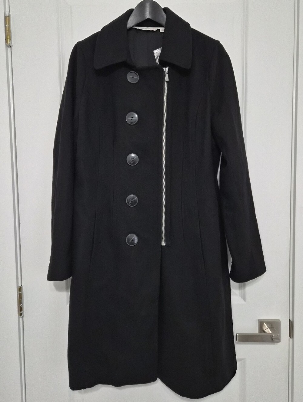 Isaac Mizrahi Live Black Coat Wool Blend Size 12